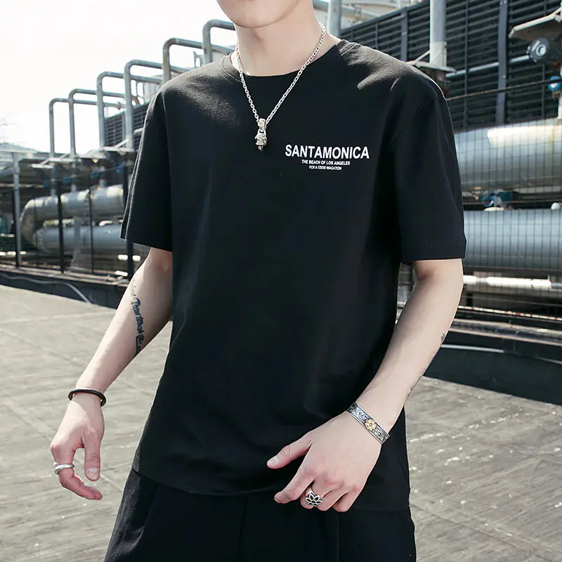 Graphic Letter Print Short Sleeve SANTAMONICA T-Shirt