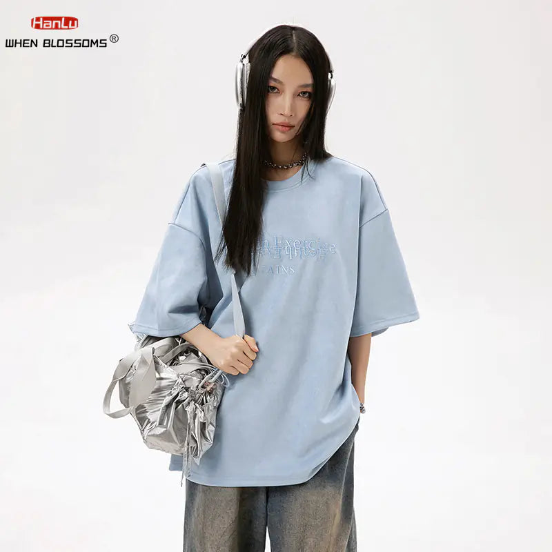 Unisex Short Sleeve Hip Hop Embroidered T-Shirt 2024