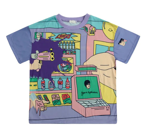 College Style Colorful Graphic Cotton Short Sleeve T-Shirt