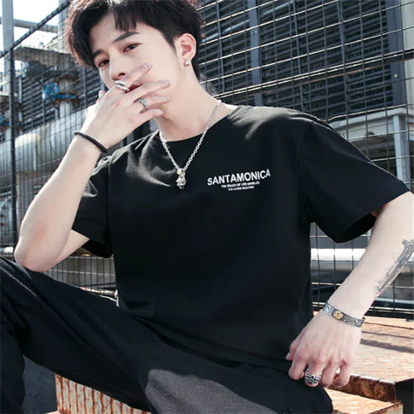 Graphic Letter Print Short Sleeve SANTAMONICA T-Shirt