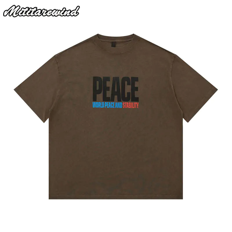 Men's Short Sleeve Casual Graphic T-Shirts - Vintage Peace