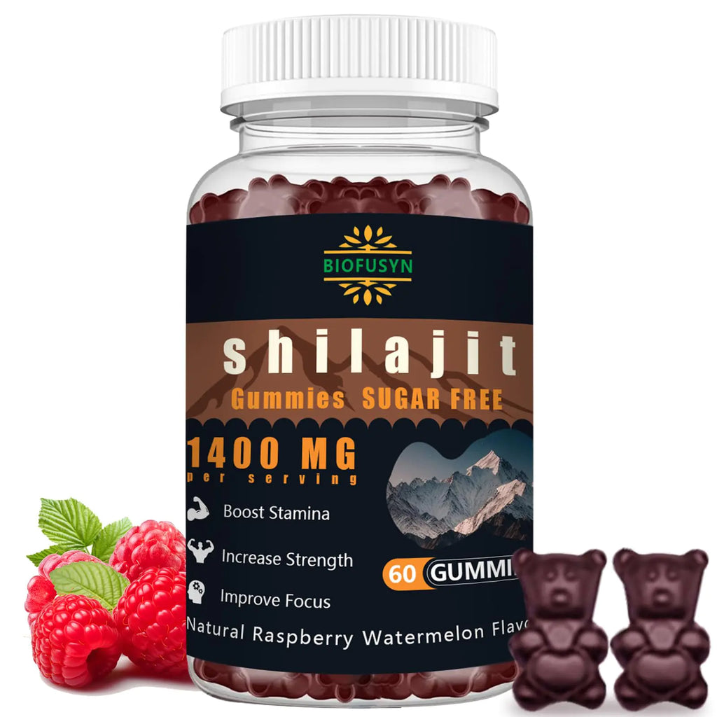 Shilajit Gummies for Men & Women - 1400mg Pure Himalayan Supplement High in Minerals & Fulvic Acid Energy Brain Immunity Boost Raspberry Watermelon Flavor