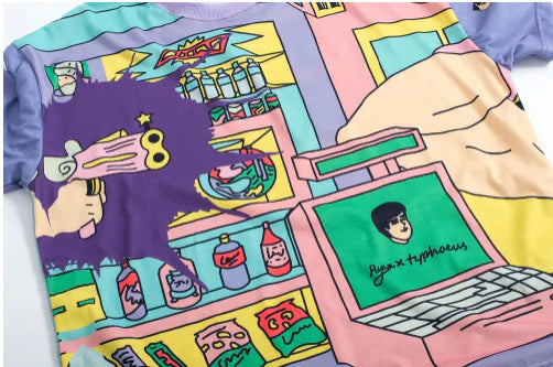 College Style Colorful Graphic Cotton Short Sleeve T-Shirt