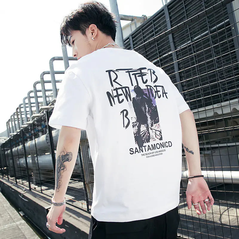 Graphic Letter Print Short Sleeve SANTAMONICA T-Shirt